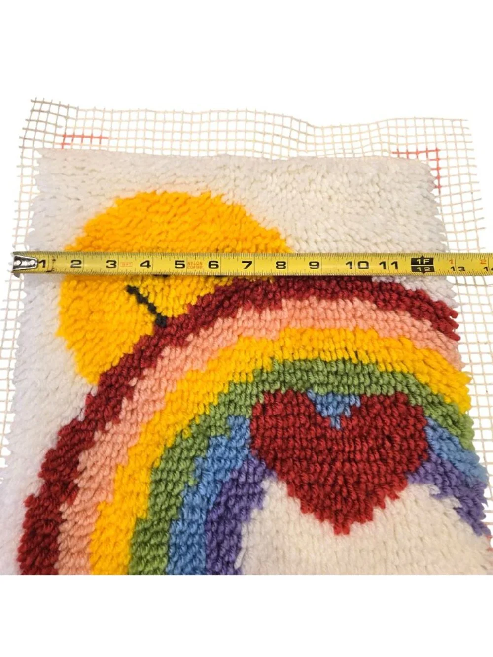 Wonderart Latch Hook Kit Rainbow Smiley Rainbow Heart Finished Wall Art
